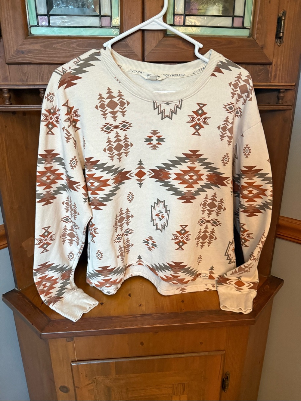 Lucky Brand Aztec Print Southwestern  Bohemian-inspired sweatshirt M